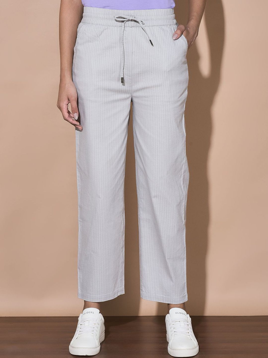 FFU Women Striped Cotton Classic Regular Trousers-picture-58