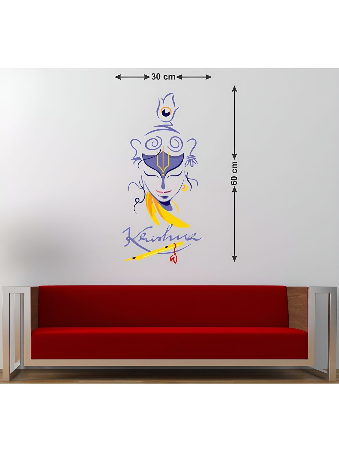 LANSTICK Purple & Yellow Beautiful Krishna Spiritual Self Adhesive Wall Sticker-image-21