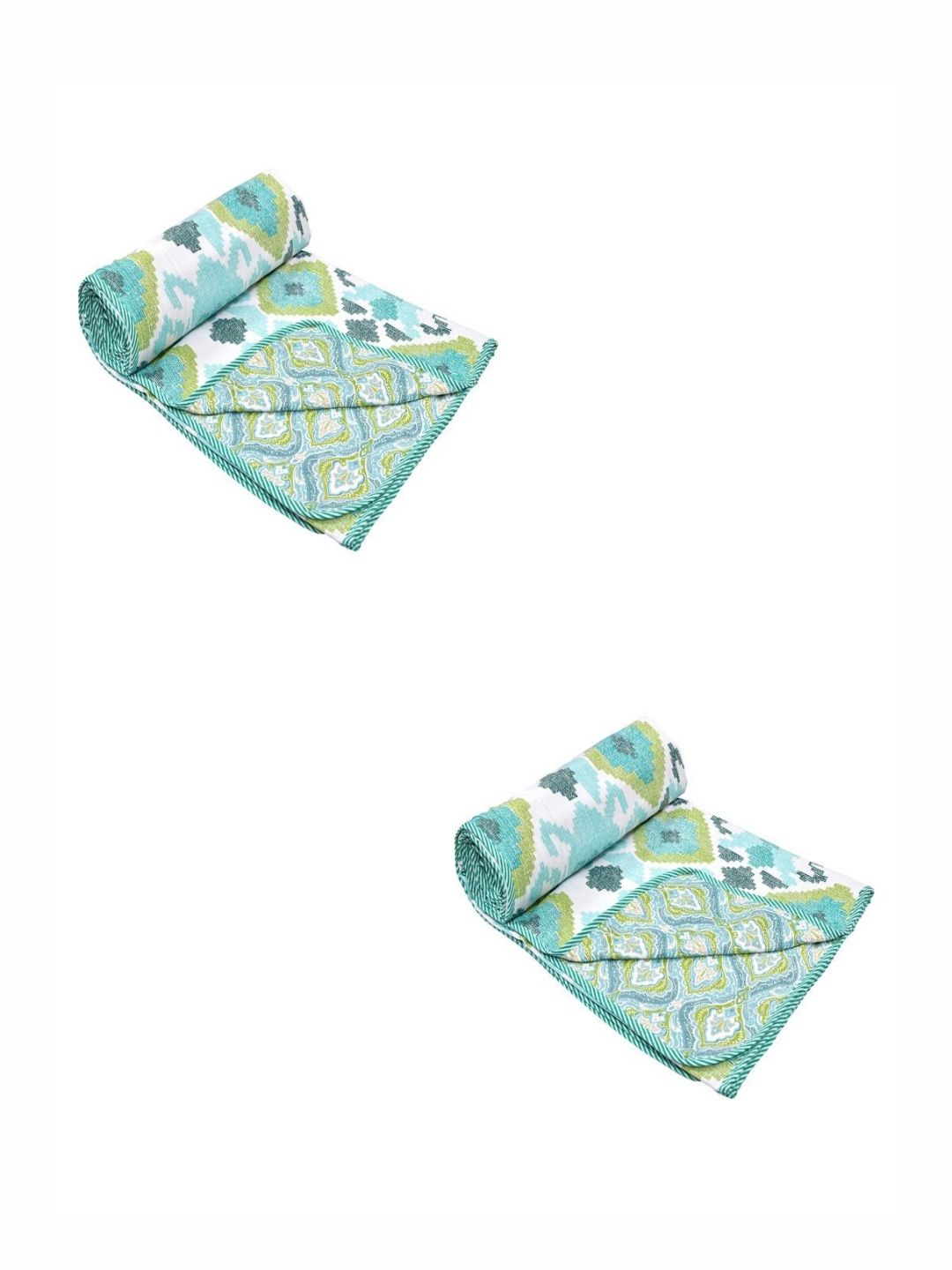 CHICERY Green & Blue 2Pcs Printed AC Room Cotton 210 GSM Single Bed Dohar-picture-41
