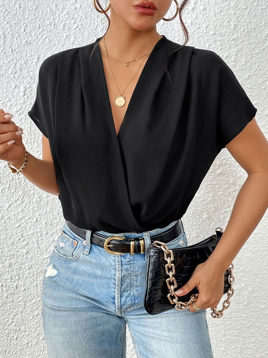 KPOP V-Neck Short Sleeves Bodysuits-picture-16