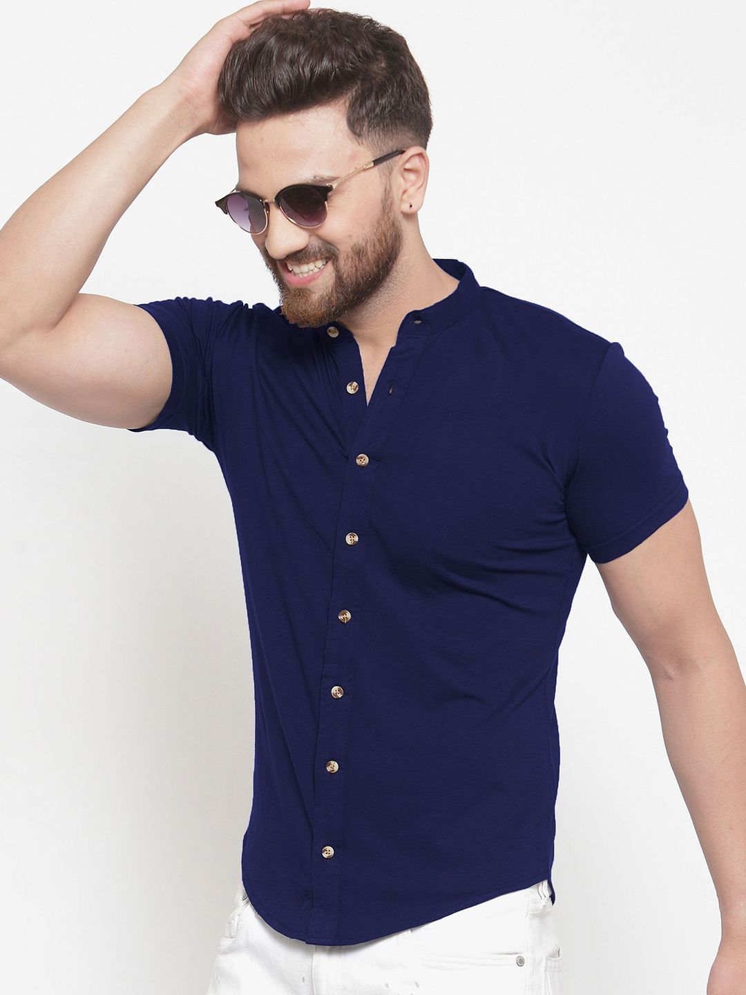 THE BEETEL HOUSE Men Mandarin Collar Half Sleeve Casual Shirt-picture-22