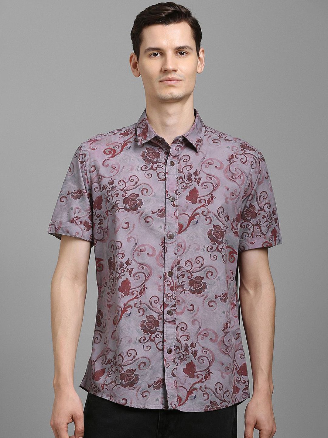 Louis Philippe Jeans Men Slim Fit Floral Printed Spread Collar Casual Shirt-picture-16