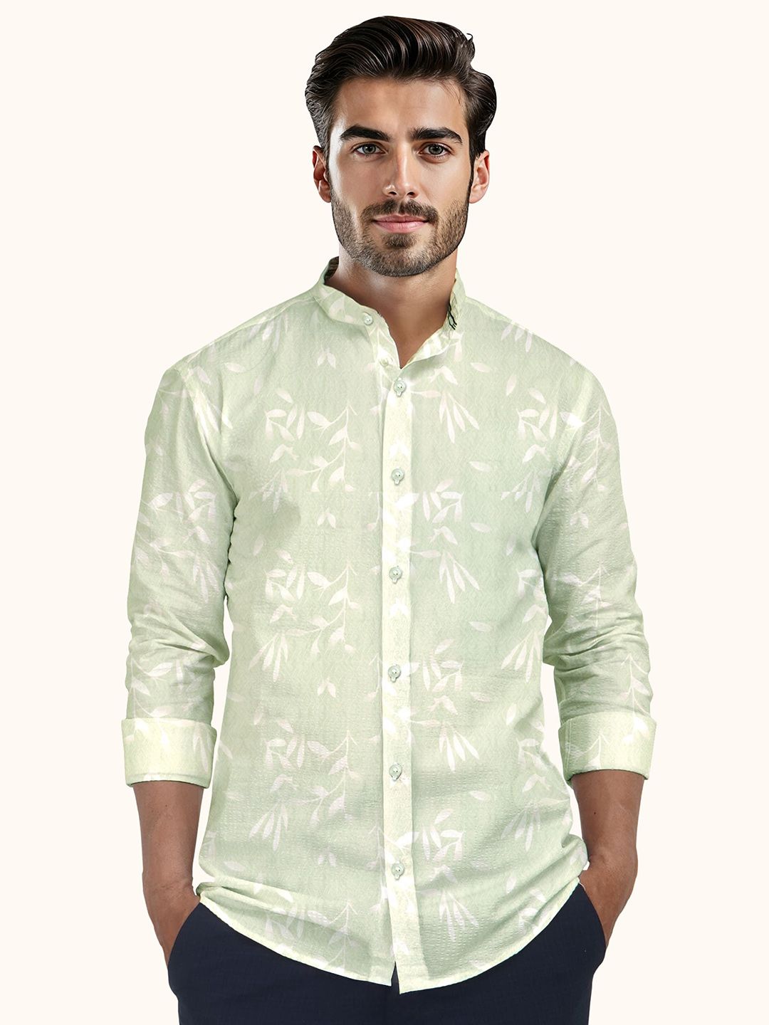 ROUGHELLS Men Slim Fit Floral Printed Casual Shirt-picture-15