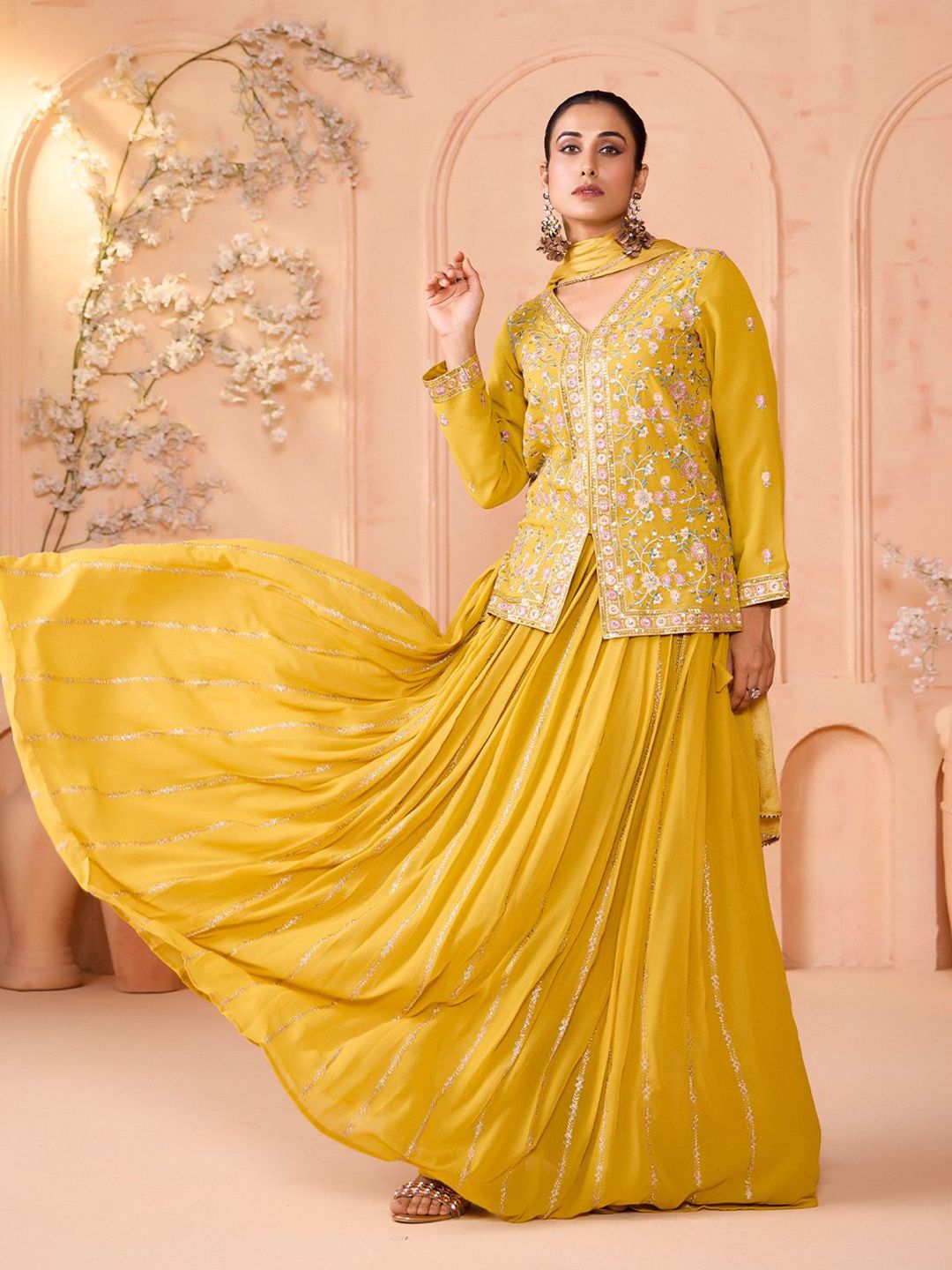 MADHURAM Embroidered Thread Work Ready To Wear Lehenga With Blouse & Dupatta-picture-27