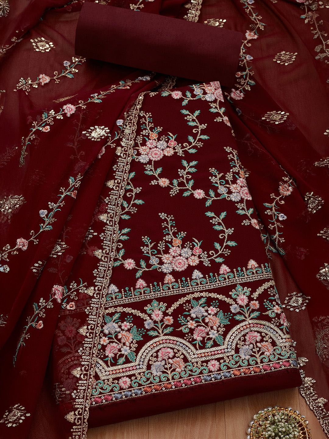 Soch Embroidered Silk Georgette Unstitched Dress Material-picture-11