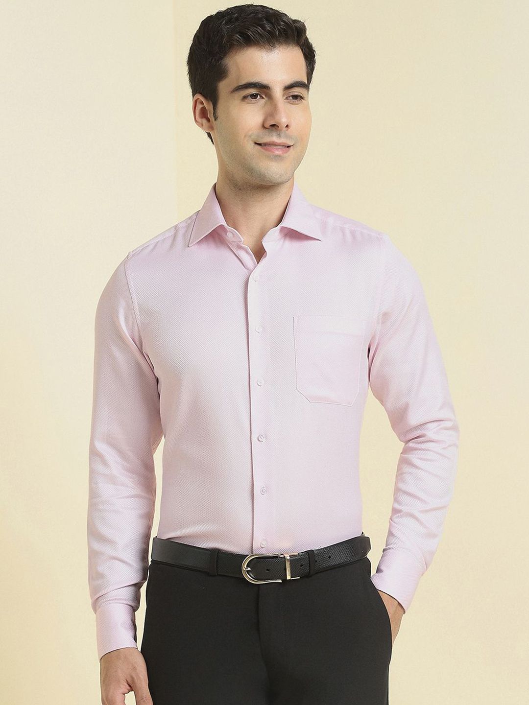 Allen Solly Sport Men Slim Fit Textured Spread Collar Cotton Formal Shirt-picture-38