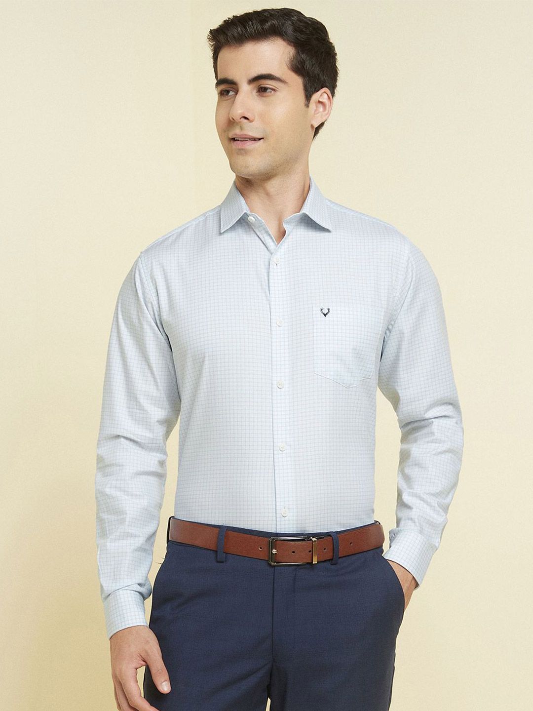Allen Solly Men Slim Fit Grid Tattersall Checks Checked Formal Shirt-picture-33