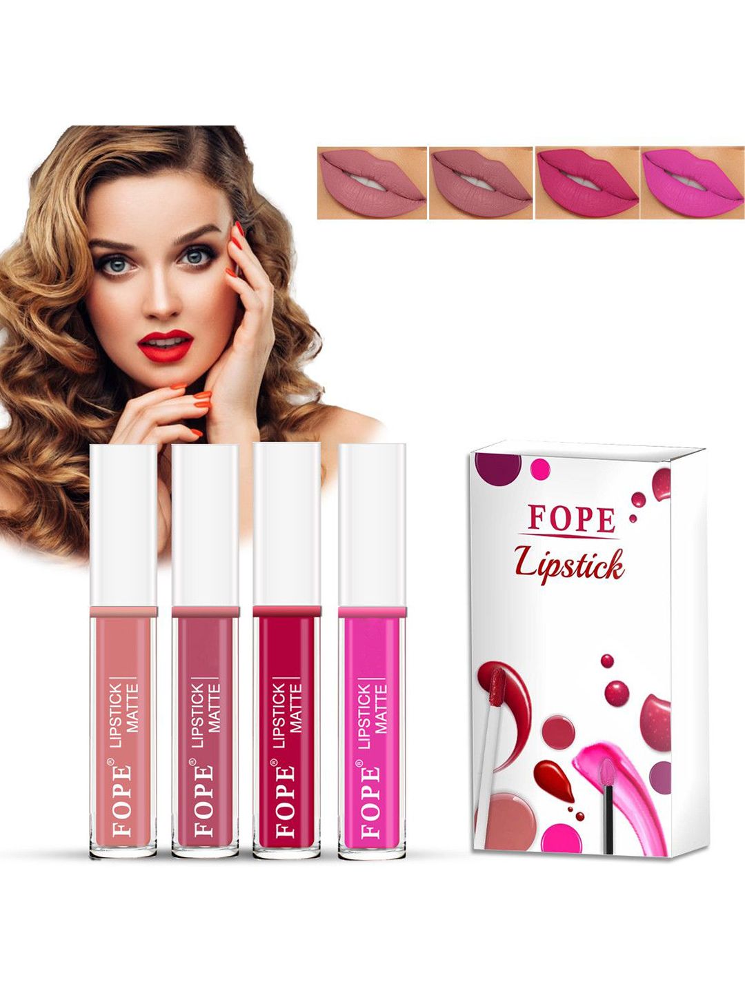 FOPE Set Of 4 Long lasting Matte Liquid Lipstick - 4 ml Each-image-49