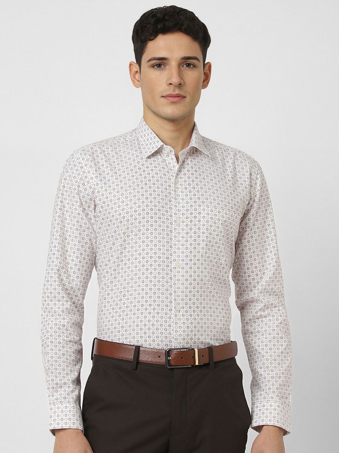 Peter England Men Micro Ditsy Printed Pure Cotton Regular Fit Formal Shirt-picture-11