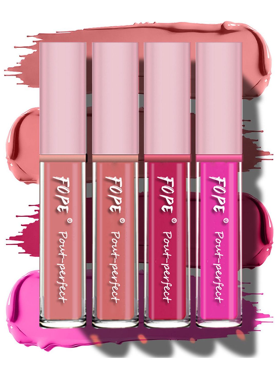 FOPE Set Of 4 Pout Perfect Liquid Lipstick - 4 ml Each - Shade 02-07-10-11-image-6