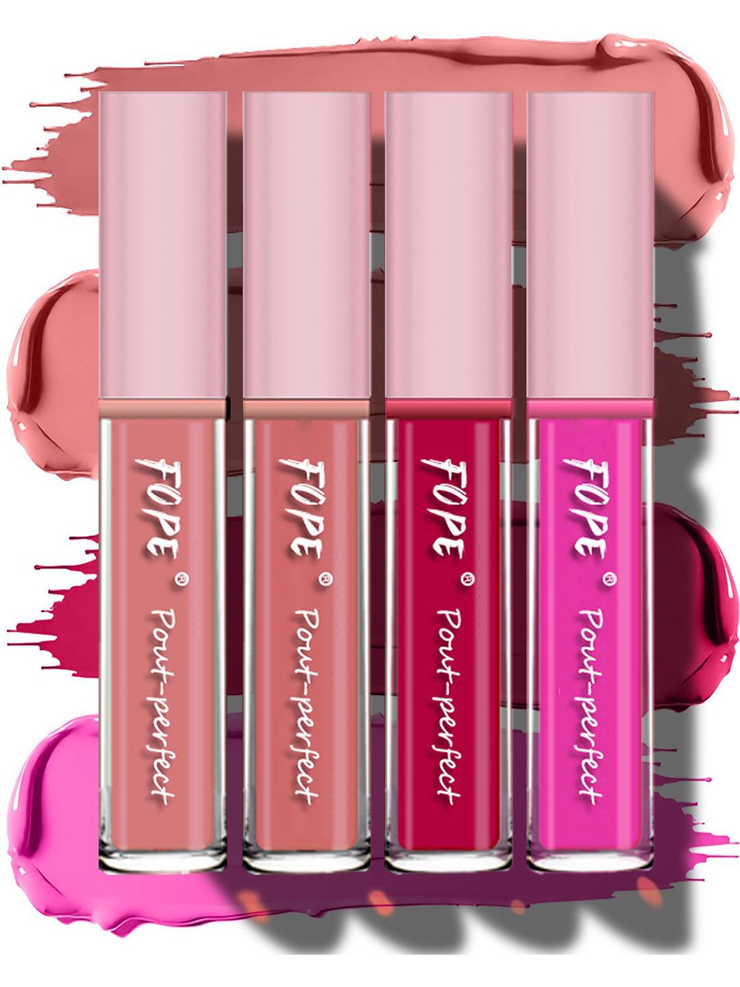 FOPE Set Of 4 Pout Perfect Matte Liquid Lipstick - 4 ml Each - 02-07-10-12-image-38