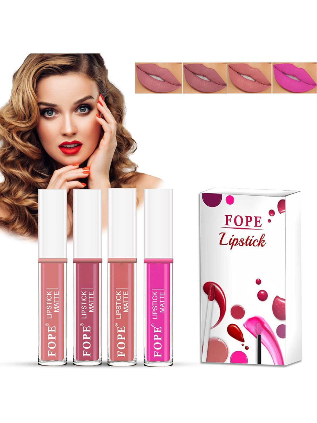 FOPE Set Of 4 Long Lasting Matte Liquid Lipstick - 4 ml Each- Shade- 02- 03- 07- 12-image-11