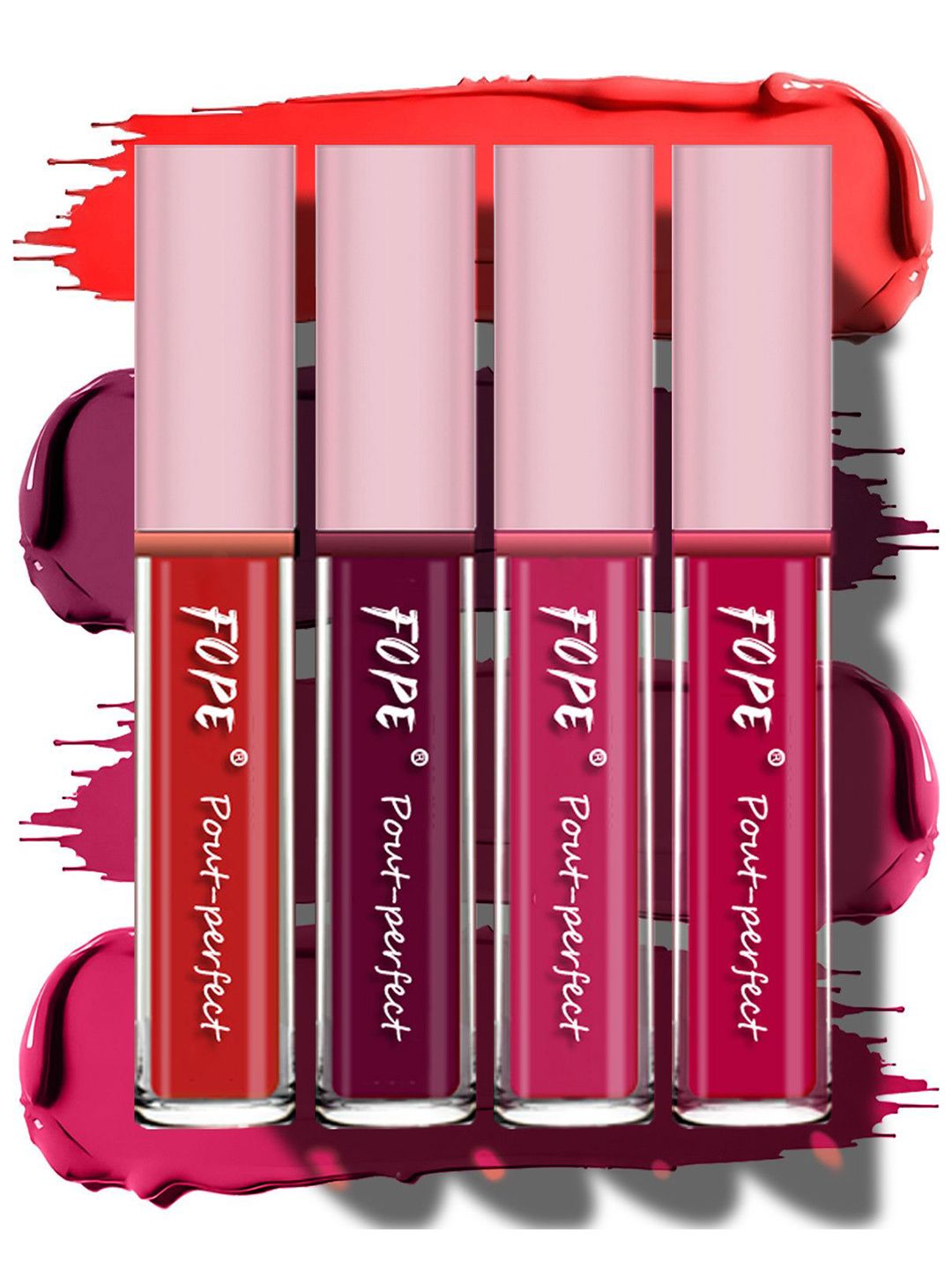 FOPE Set Of 4 Pout Perfect Liquid Lipstick - 4 ml Each - Shade 04-08-09-11-image-7