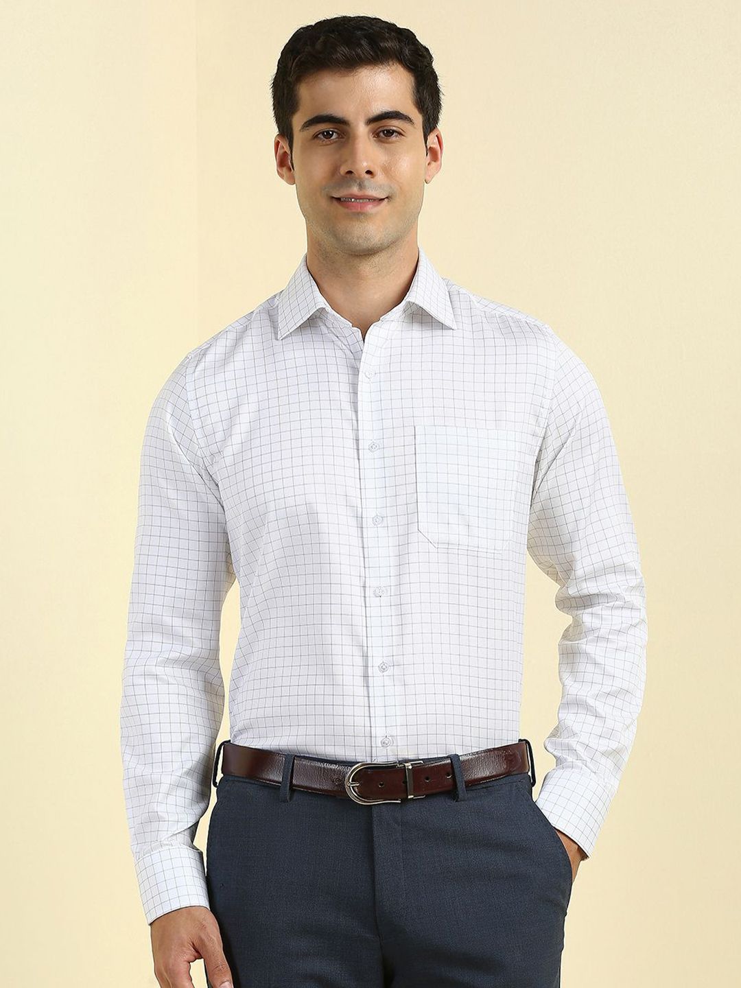 Allen Solly Sport Men Slim Fit Grid Tattersall Checked Spread Collar Cotton Formal Shirt-picture-12