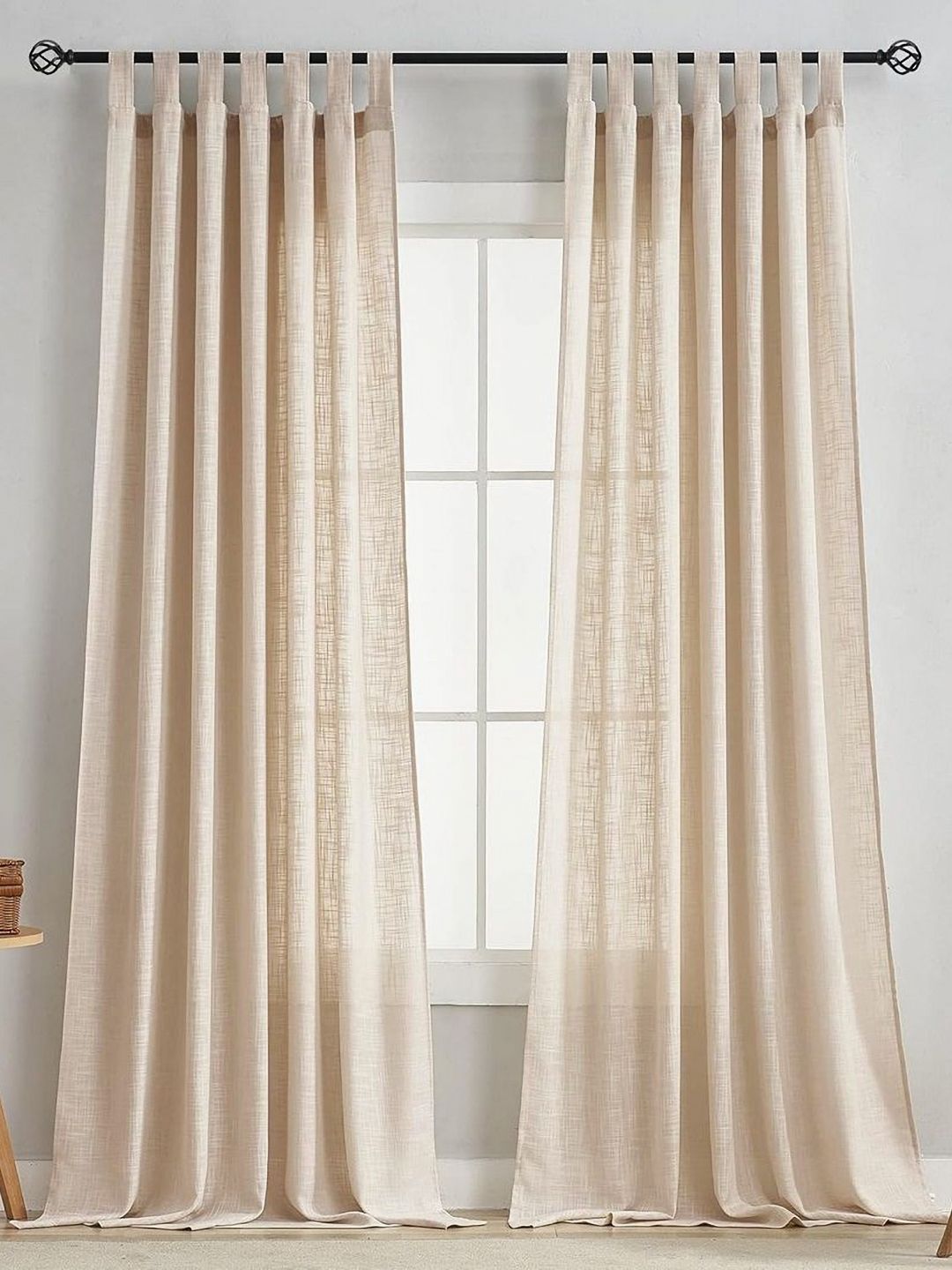 HOMEMONDE Beige 2 Pieces Cotton Long Door Curtain-image-20