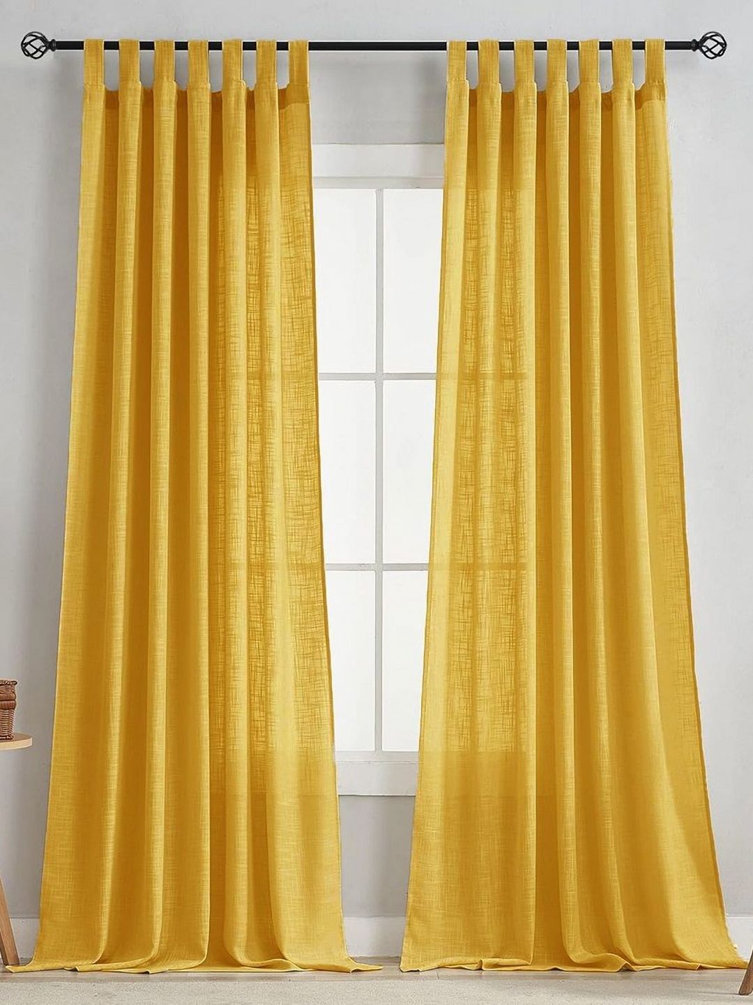 HOMEMONDE Mustard 2 Pieces Cotton Long Door Curtain-picture-32