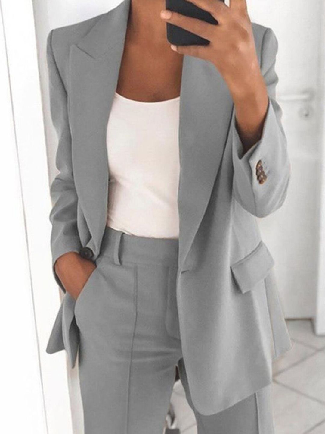 StyleCast Lapel Collar Longline Open Front Jacket