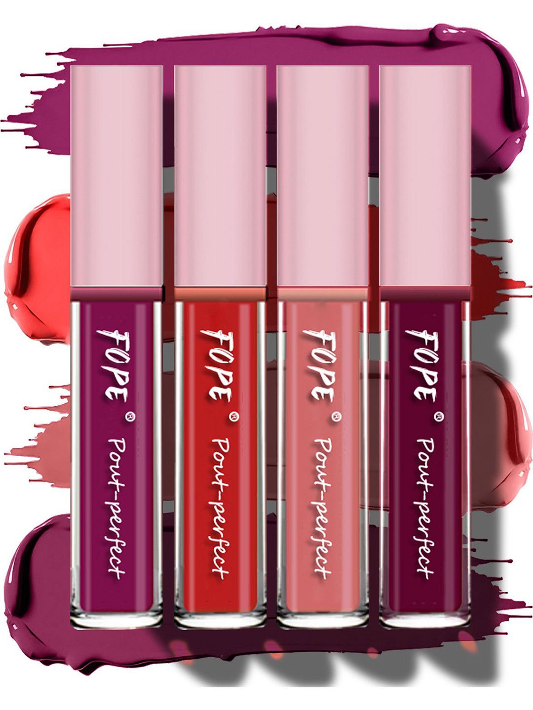 FOPE Set Of 4 Pout Perfect Matte Liquid Lipstick - 4 ml Each - 01-04-06-12-image-39