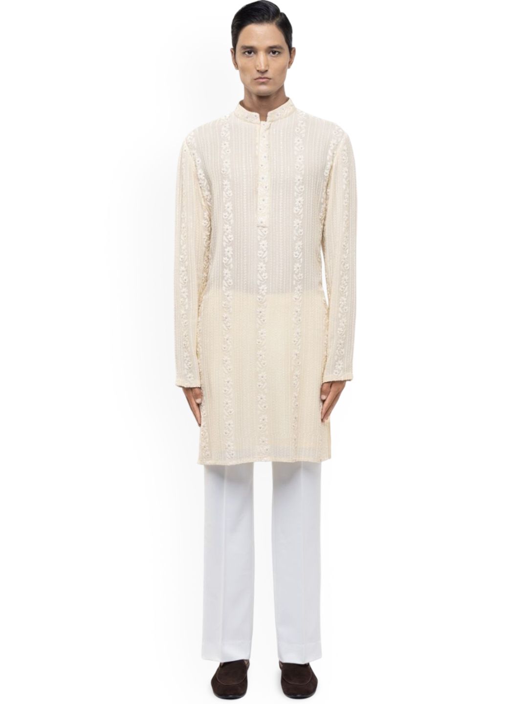 SDS By Kushal Shah Men Floral Embroidered Kurta with Trousers-picture-14