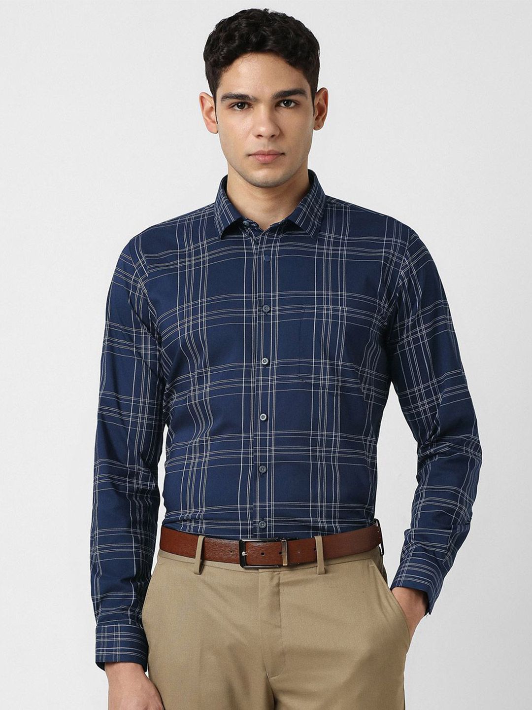 Van Heusen Men Slim Fit Tartan Checks Checked Formal Shirt-picture-40