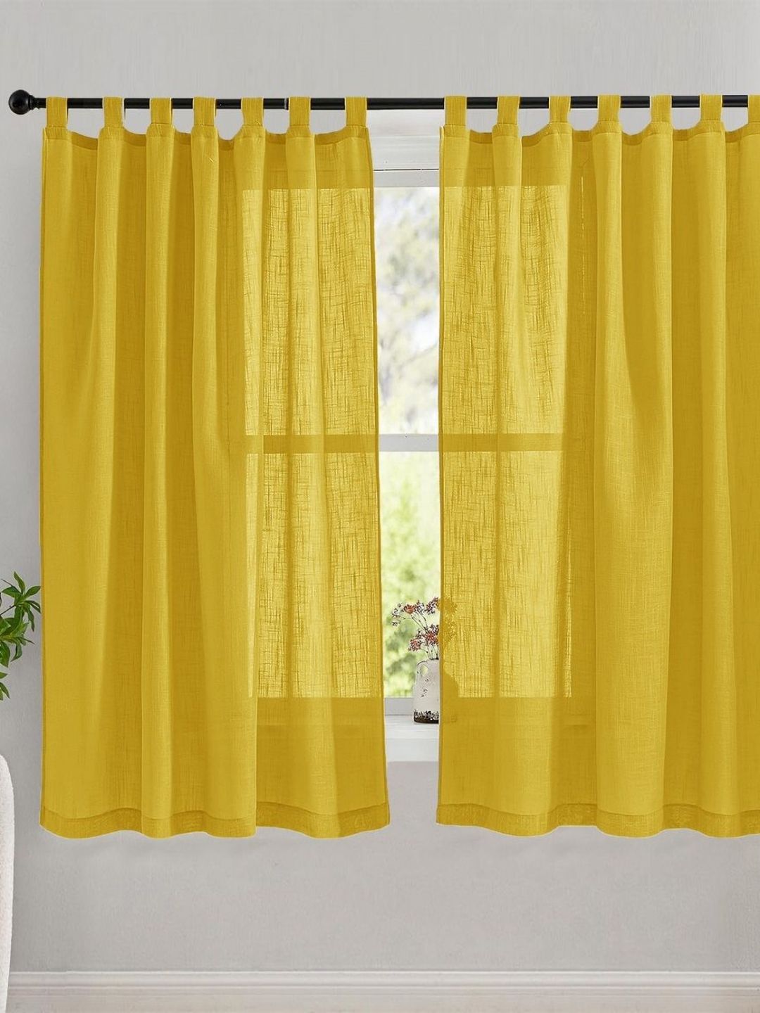 HOMEMONDE Mustard 2 Pieces Cotton Window Curtain-picture-22