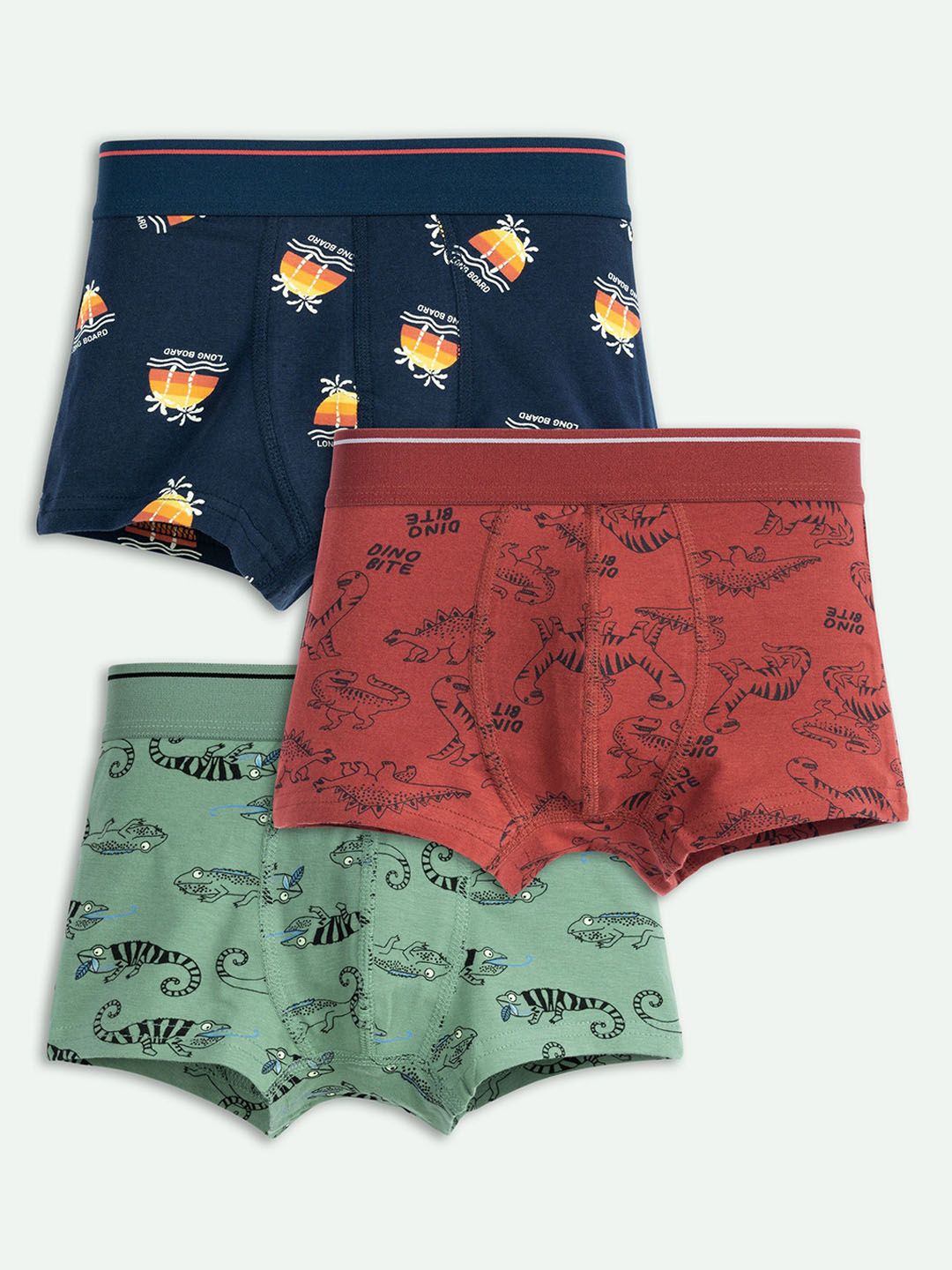ariel Boys Pack Of 3 Printed Trunks AR-BT-P3-S1-lizdinoaopZ