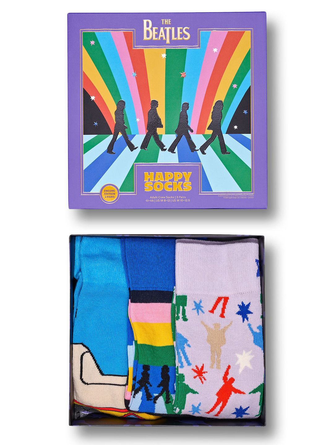 Happy Socks Beatles Unisex Pack Of 3 Patterned Above Ankle Length Socks-picture-28