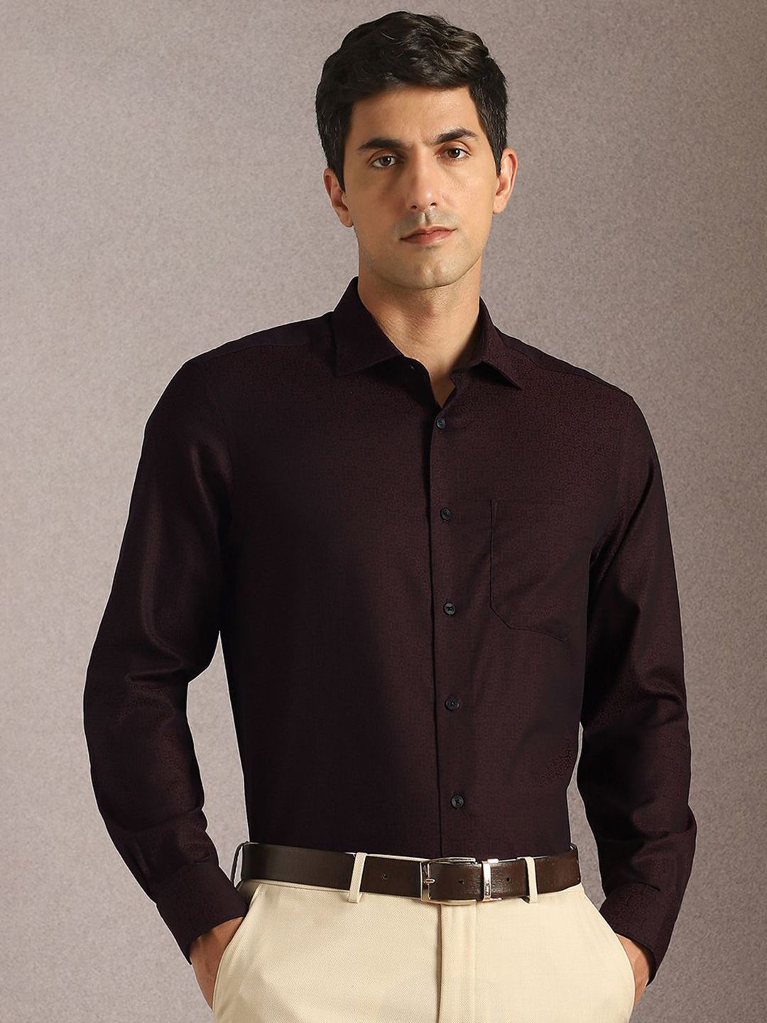 Louis Philippe Men Floral Printed Spread Collar Cotton Formal Shirt-picture-25