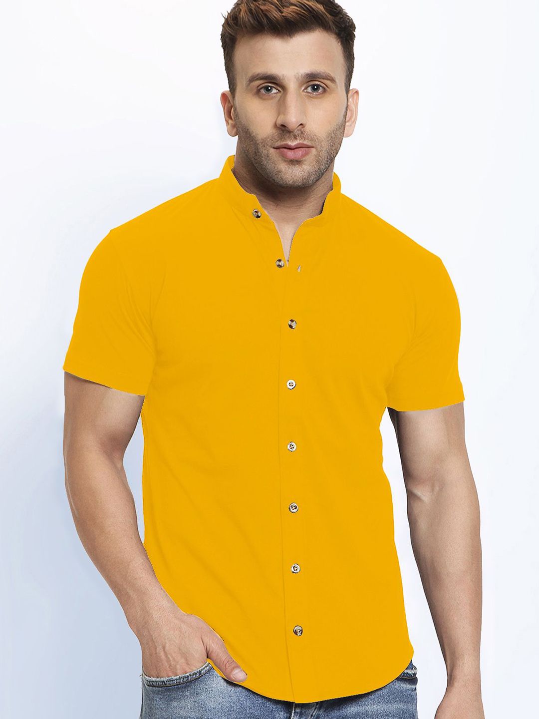 THE BEETEL HOUSE Men Mandarin Collar Comfort Casual Shirt-picture-16