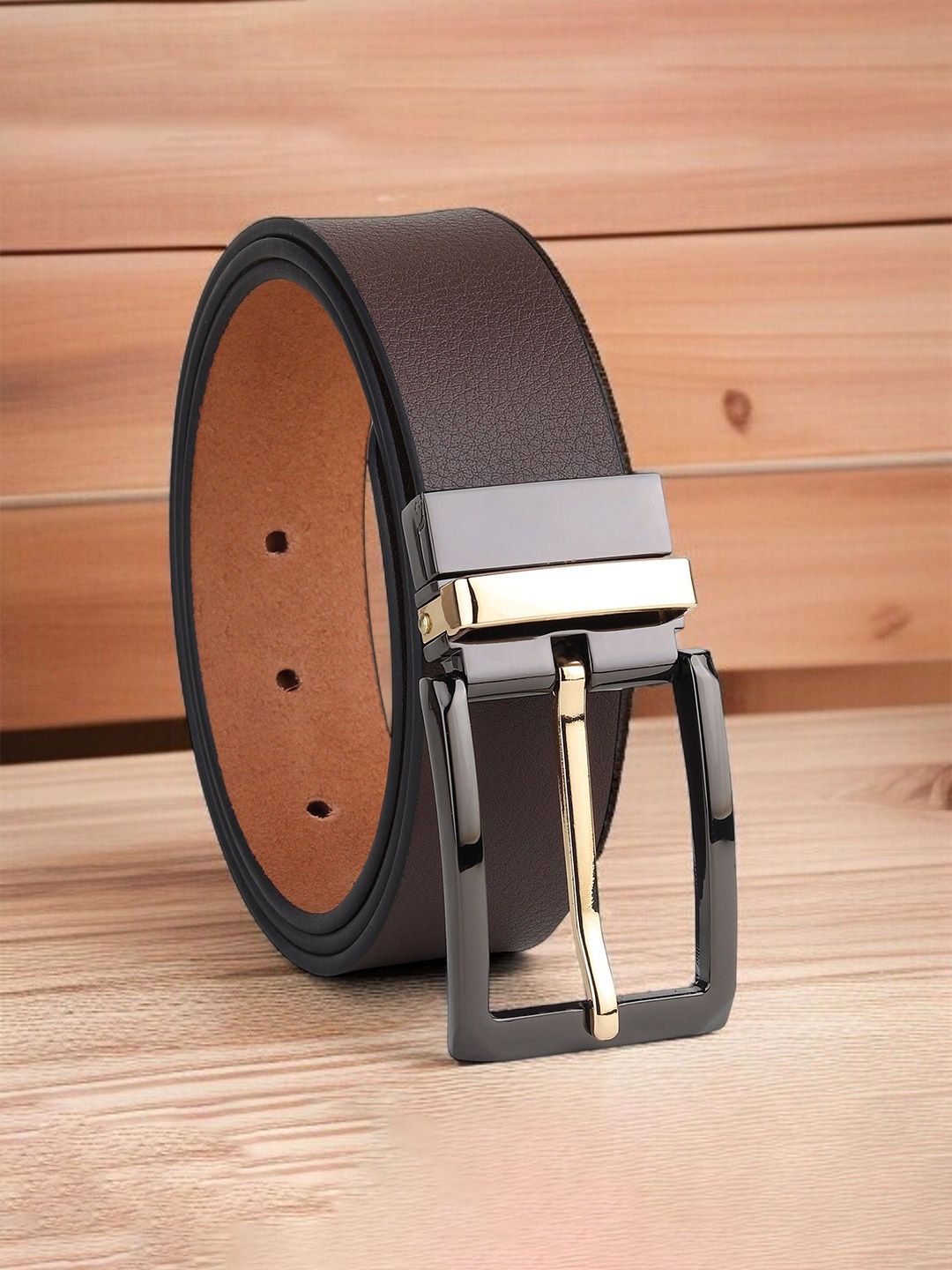 The Roadster Lifestyle Co Men Textured Leather Slim Belt-picture-34