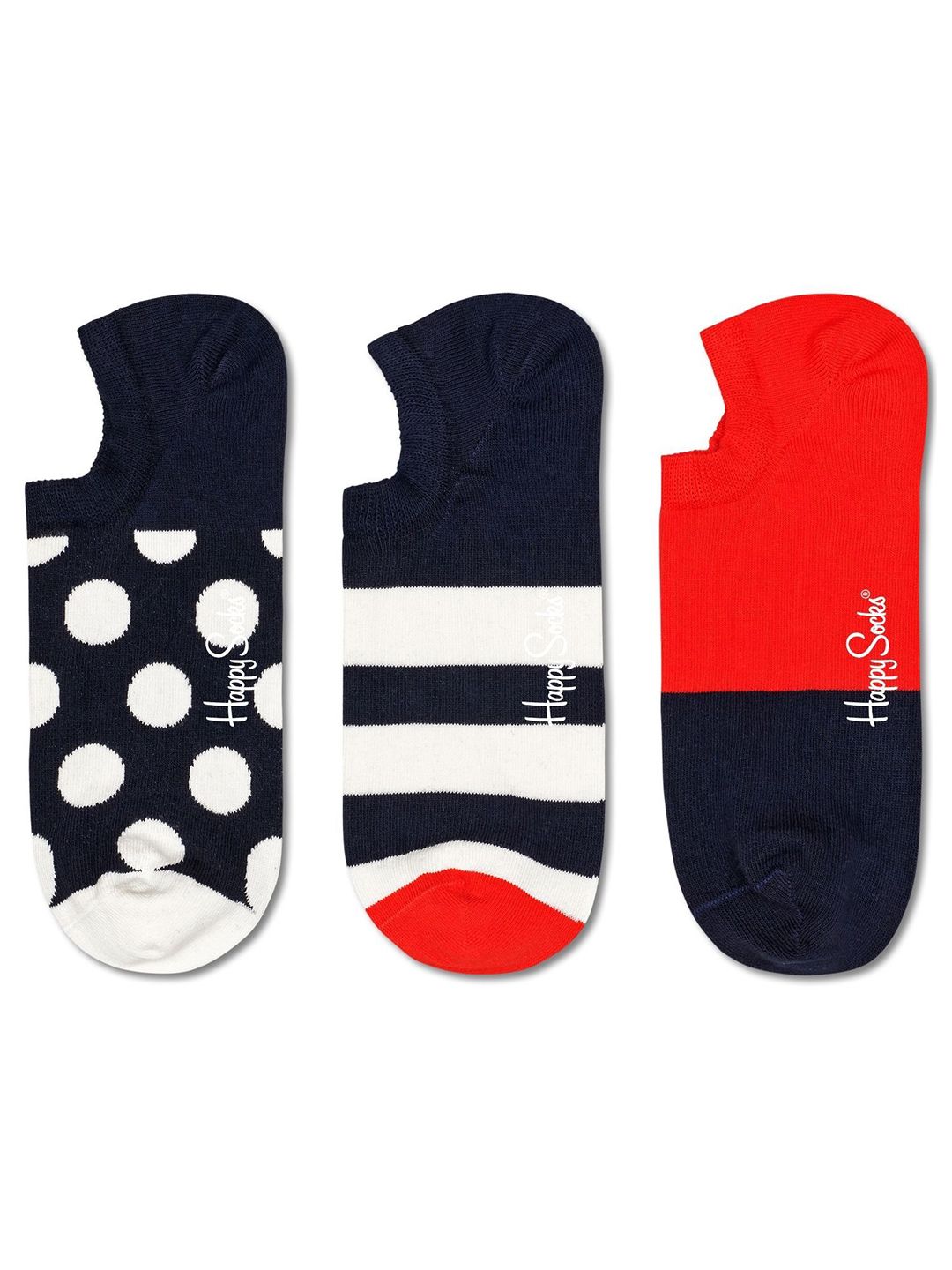 Happy Socks Pack Of 3 Pattered Cotton Shoe Liner Socks-image-37
