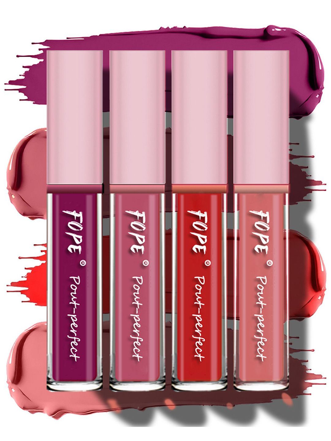 FOPE Set Of 4 Pout Perfect Liquid Lipstick - 4 ml Each - Shade 01-03-04-07-image-14