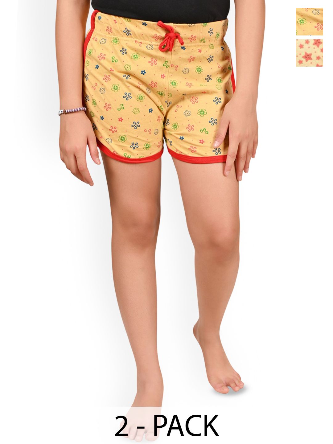 BAESD Girls Pack Of 2 Floral Printed High-Rise Hot Pants Shorts-picture-32