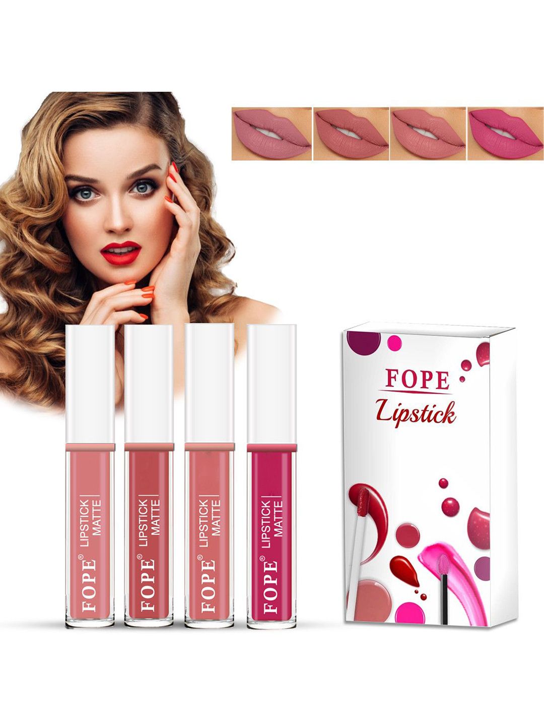 FOPE Set Of 4 Constantly Matte Liquid Lipstick - 4 ml Each - Shade 2 - 5 - 7 - 10-image-33
