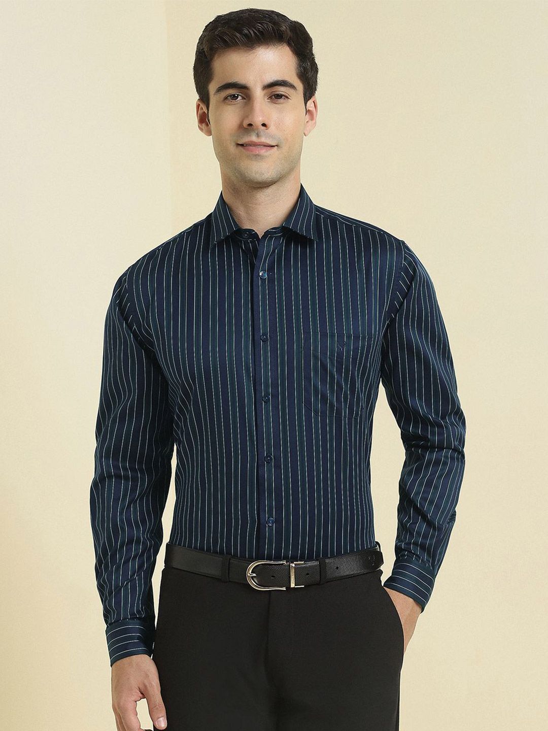 Allen Solly Men Vertical Stripes Striped Pure Cotton Slim Fit Formal Shirt-picture-34