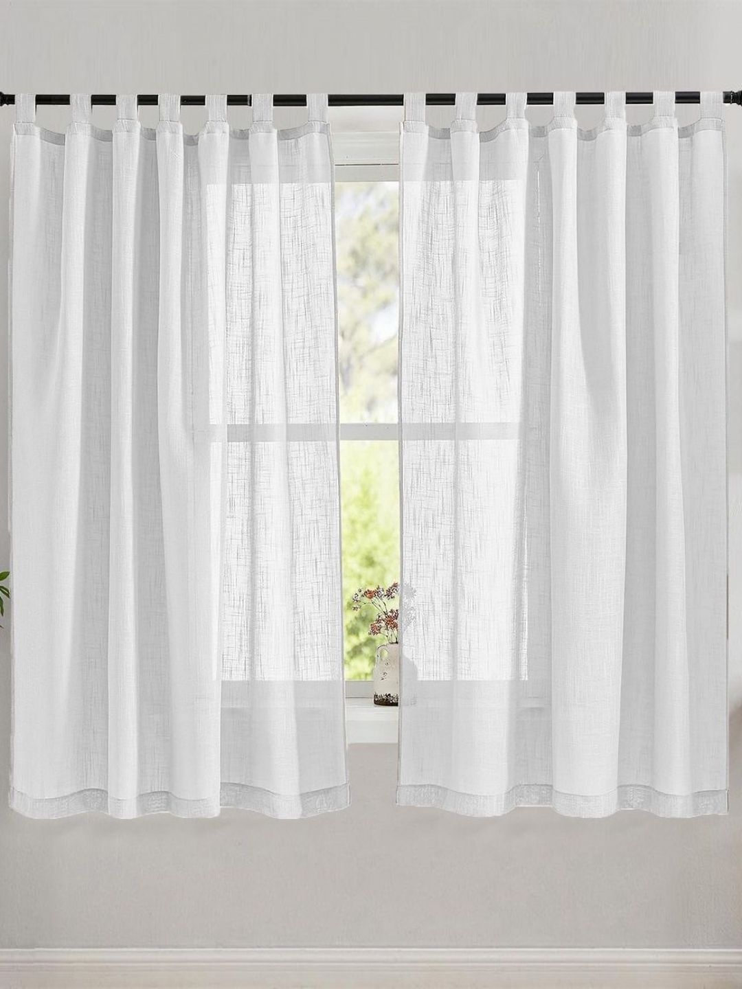 HOMEMONDE White 2 Pieces Cotton Window Curtain-image-46
