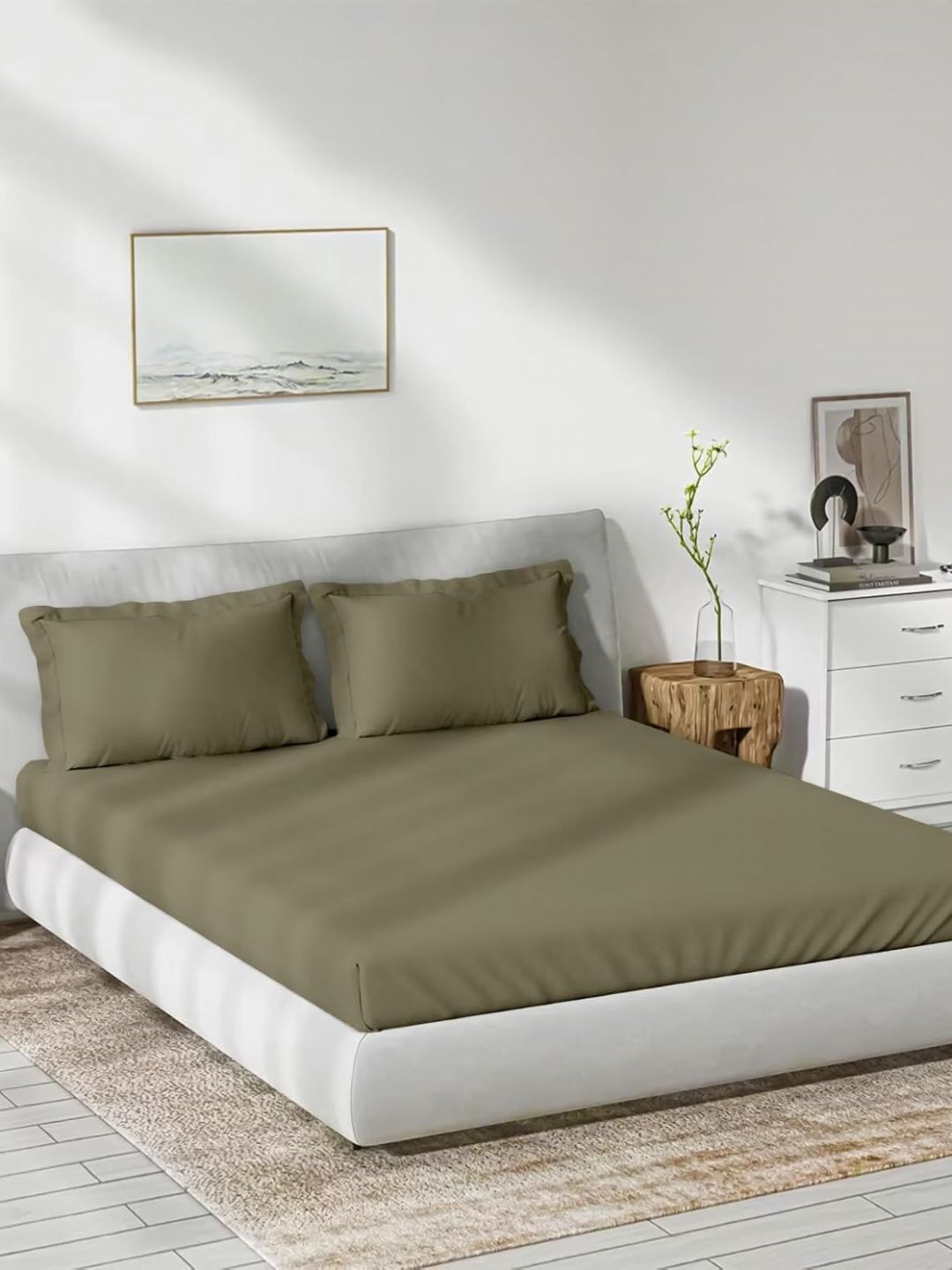 Trance Home Linen Brown 300 TC Queen Bedsheet with 2 Pillow Covers-picture-17