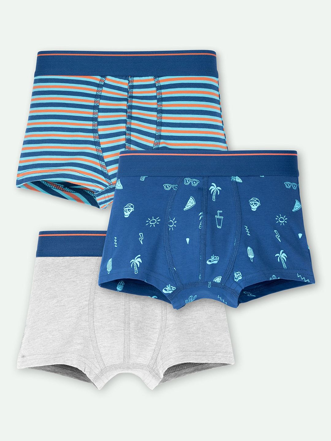 ariel Boys Pack Of 3 Printed Trunks AR-BT-P3-S1-blue strZ
