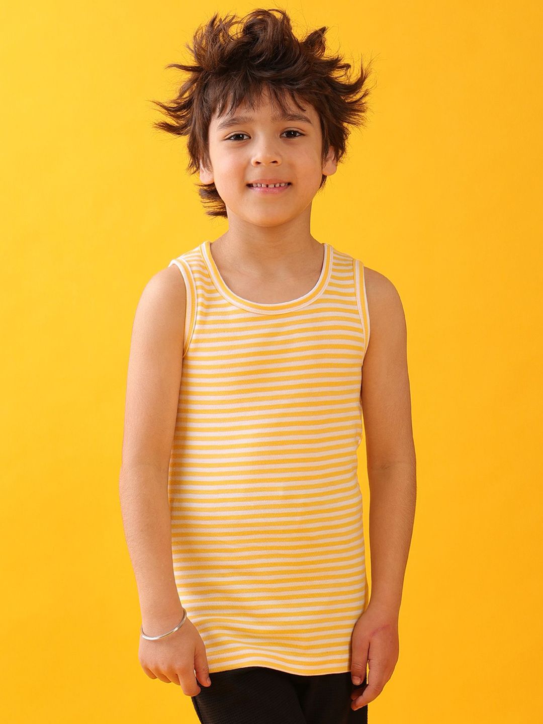 Anthrilo Boys Pack Of 3 Yellow White Stripe Vest AN51834N-picture-31