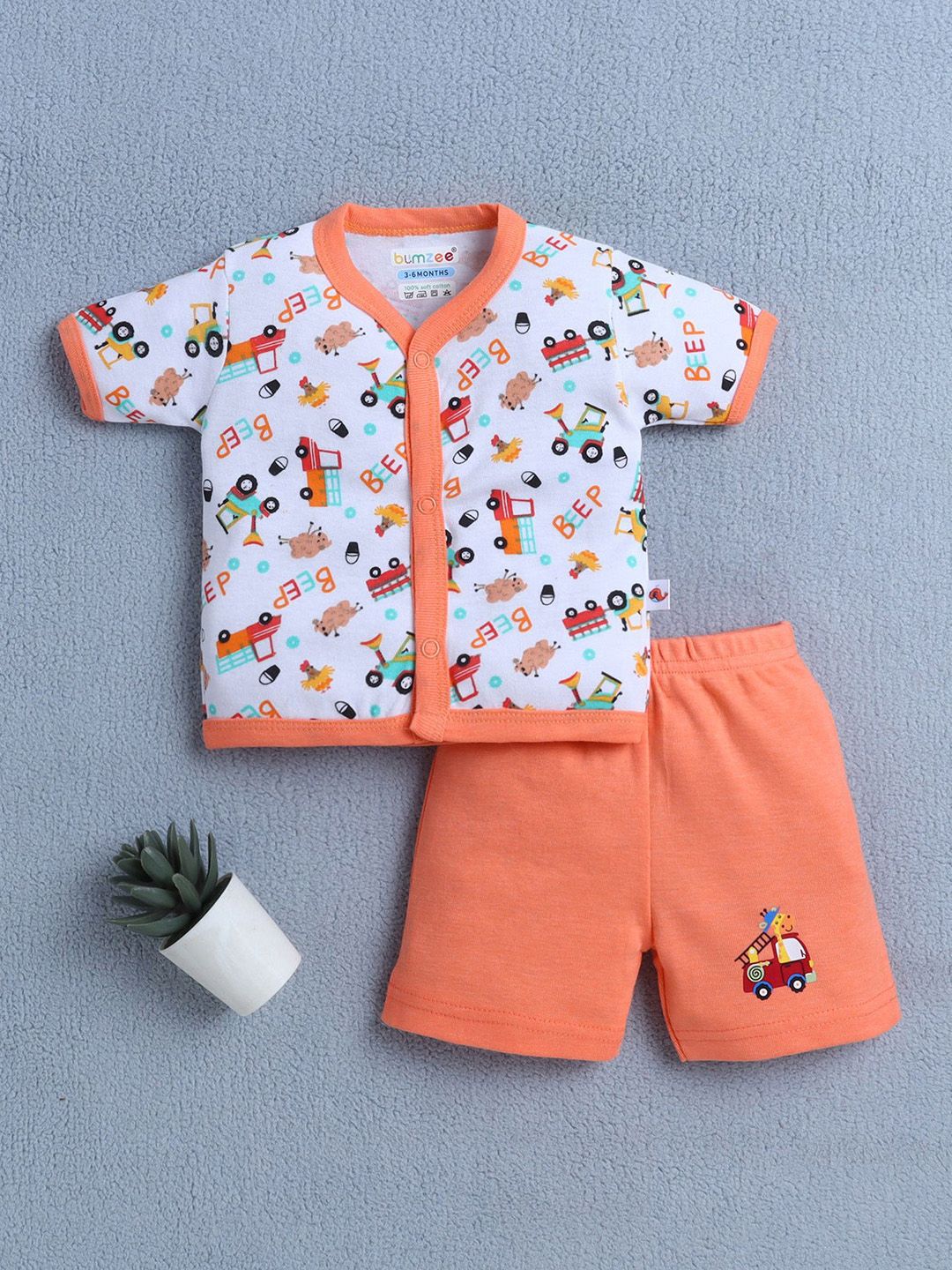 BUMZEE Boys Printed Short Sleeves Pure Cotton Shirt With Shorts-picture-35