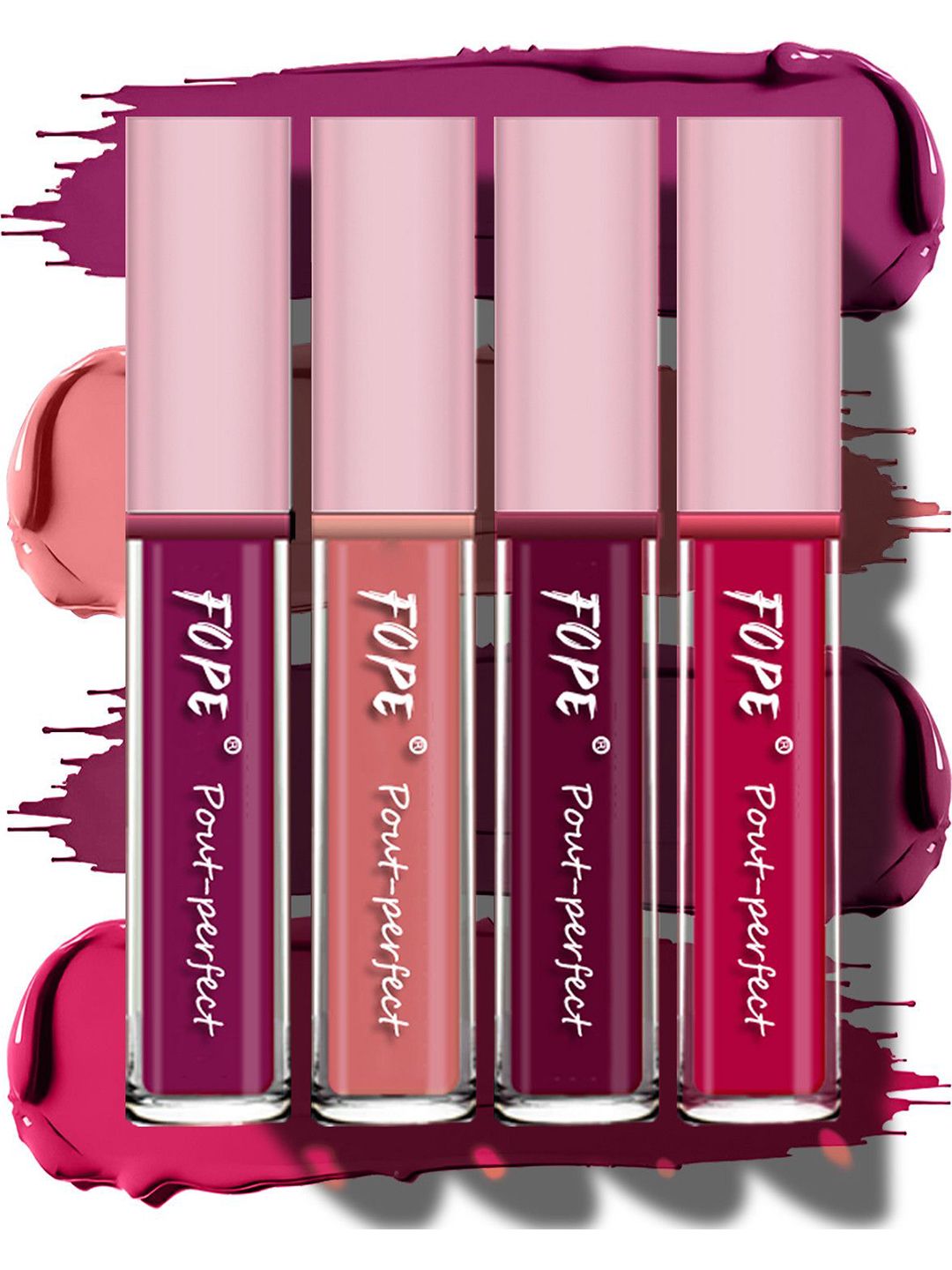 FOPE Set Of 4 Pout Perfect Smudge-Free Liquid Lipstick - 4 ml Each Shade - 01-07-08-10-image-20