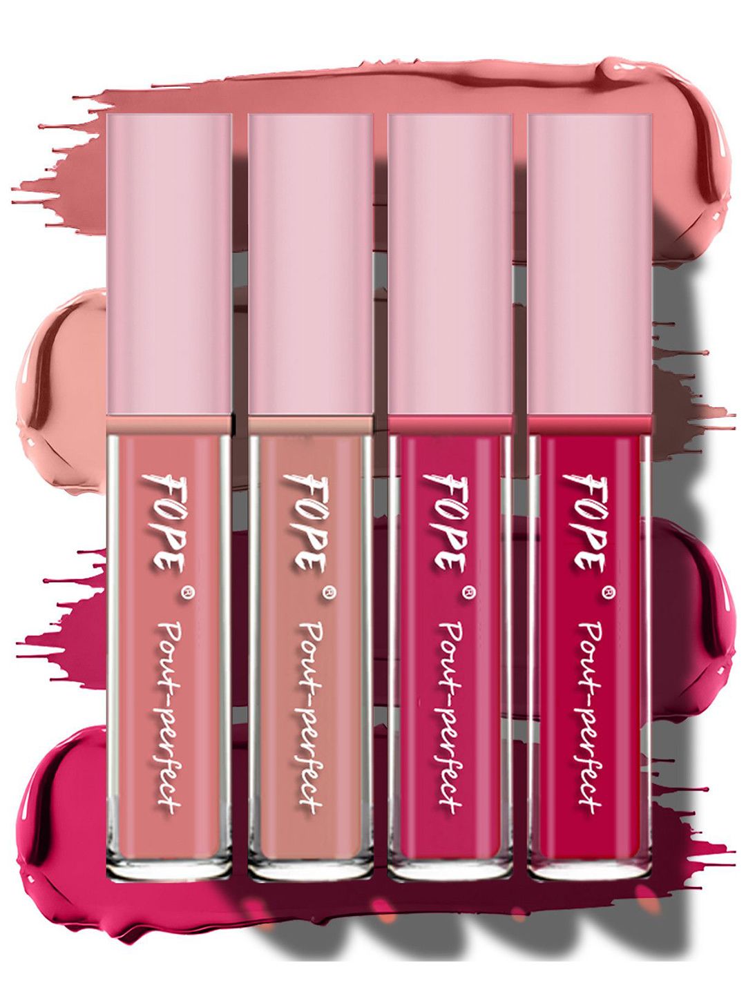 FOPE Set Of 4 Pout Perfect Liquid Lipstick - 4 ml Each - Shade 02-06-09-10-image-31