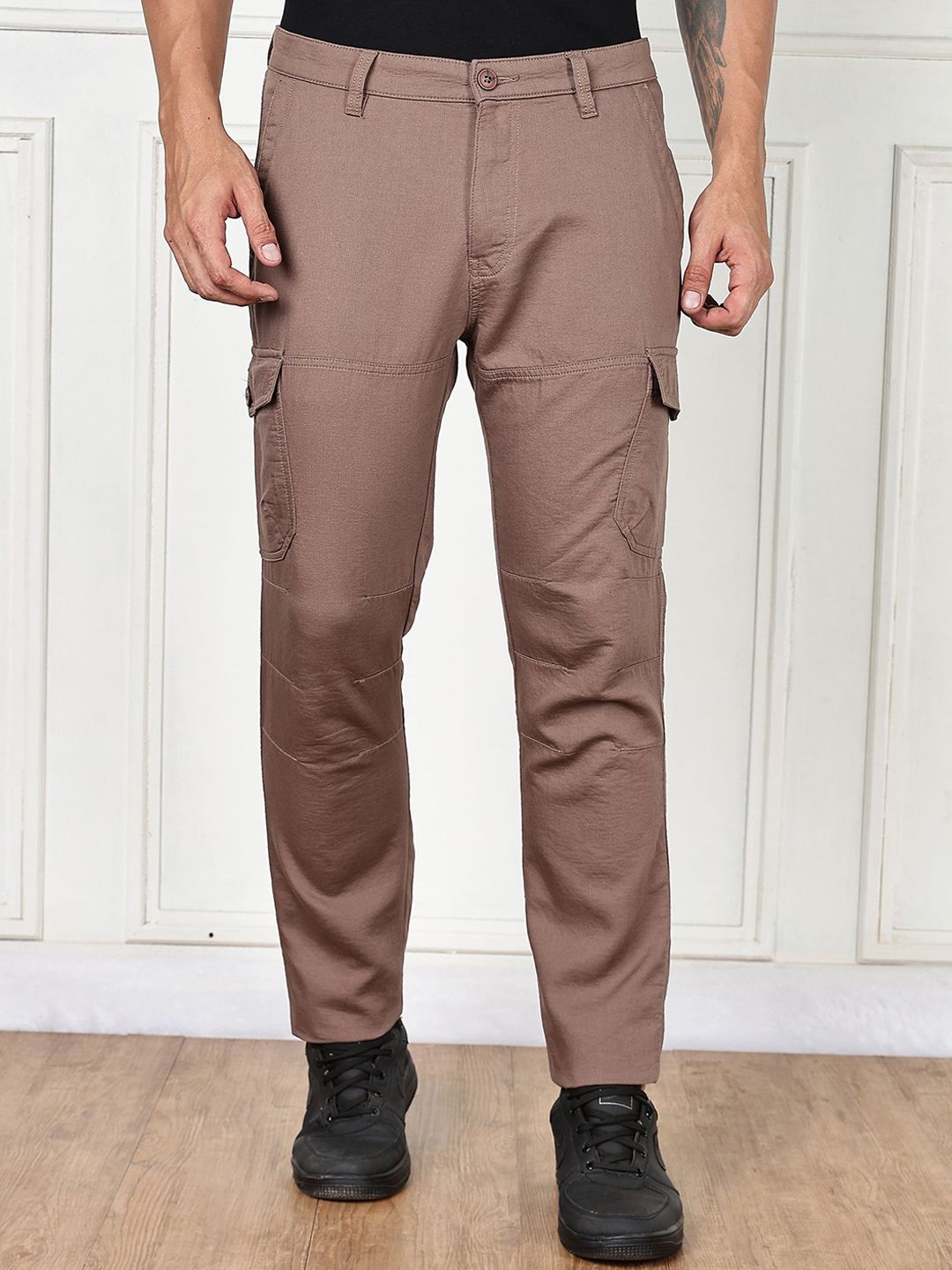 Thomas Scott Men Smart Straight Fit Easy Wash Cargos Trousers-picture-31