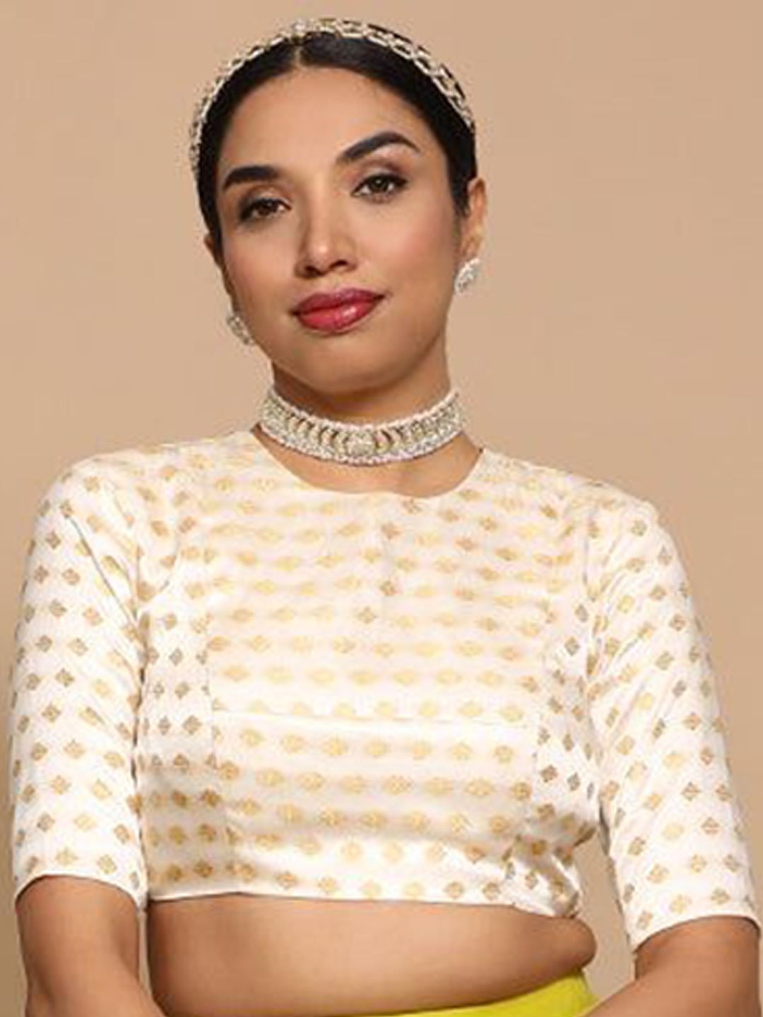 Binks Riti x Tyohaar Woven Design Elbow Sleeves FlexiFit Saree Blouse-image-26