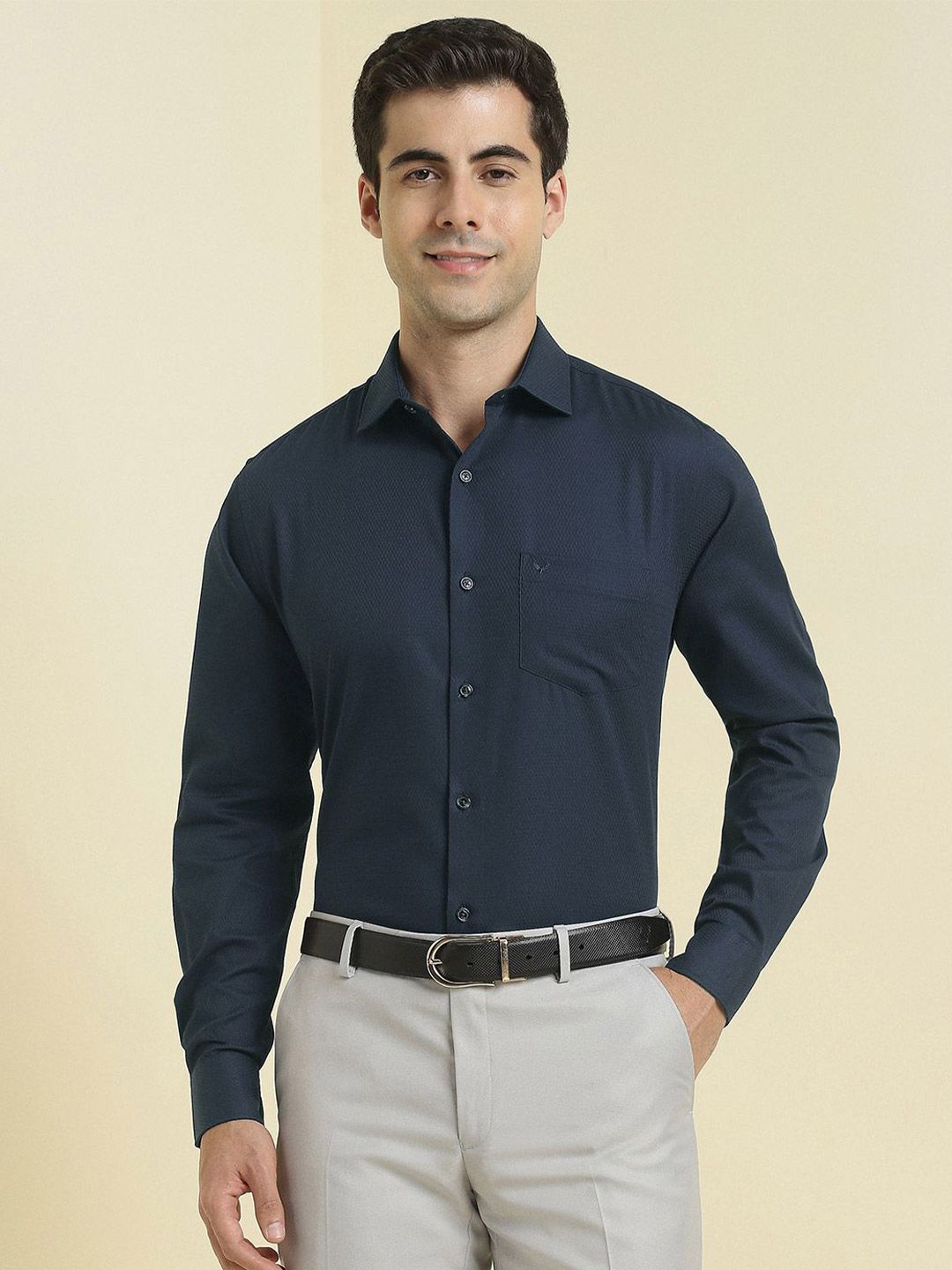 Allen Solly Men Pure Cotton Textured Slim Fit Formal Shirt-picture-22