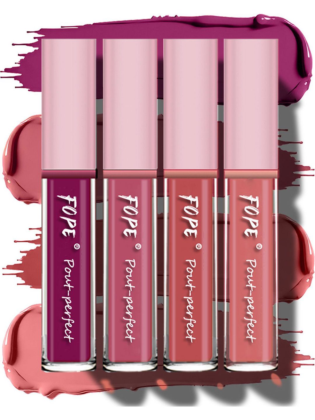 FOPE Set Of 4 Pout Perfect Smudge-Free Liquid Lipstick - 4 ml Each - 01 03 05 07-picture-24