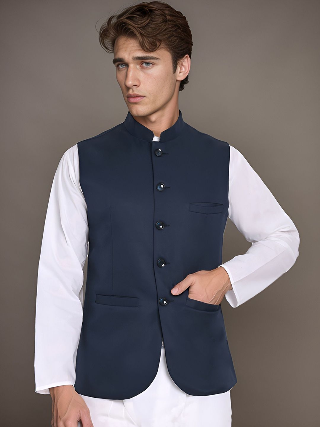Moda Rapido Mandarin Collar Nehru Jacket-picture-43