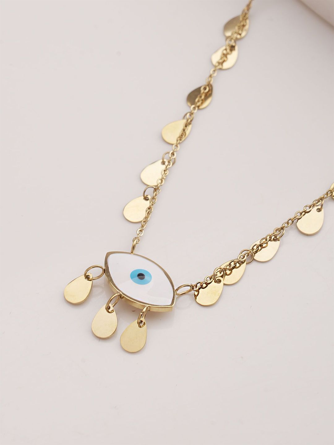 PALMONAS Gold-Plated Stainless Steel Waterproof & Anti-Tarnish Mystic Eye Drizzle Necklace-picture-43