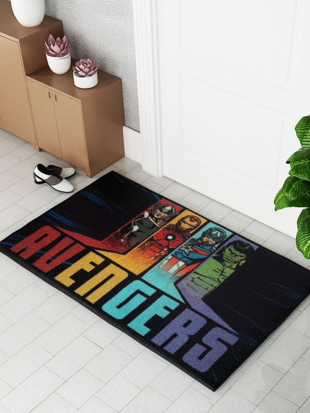 Athom Living Black & Red Avengers Character Printed Anti-Skid Doormats-image-23