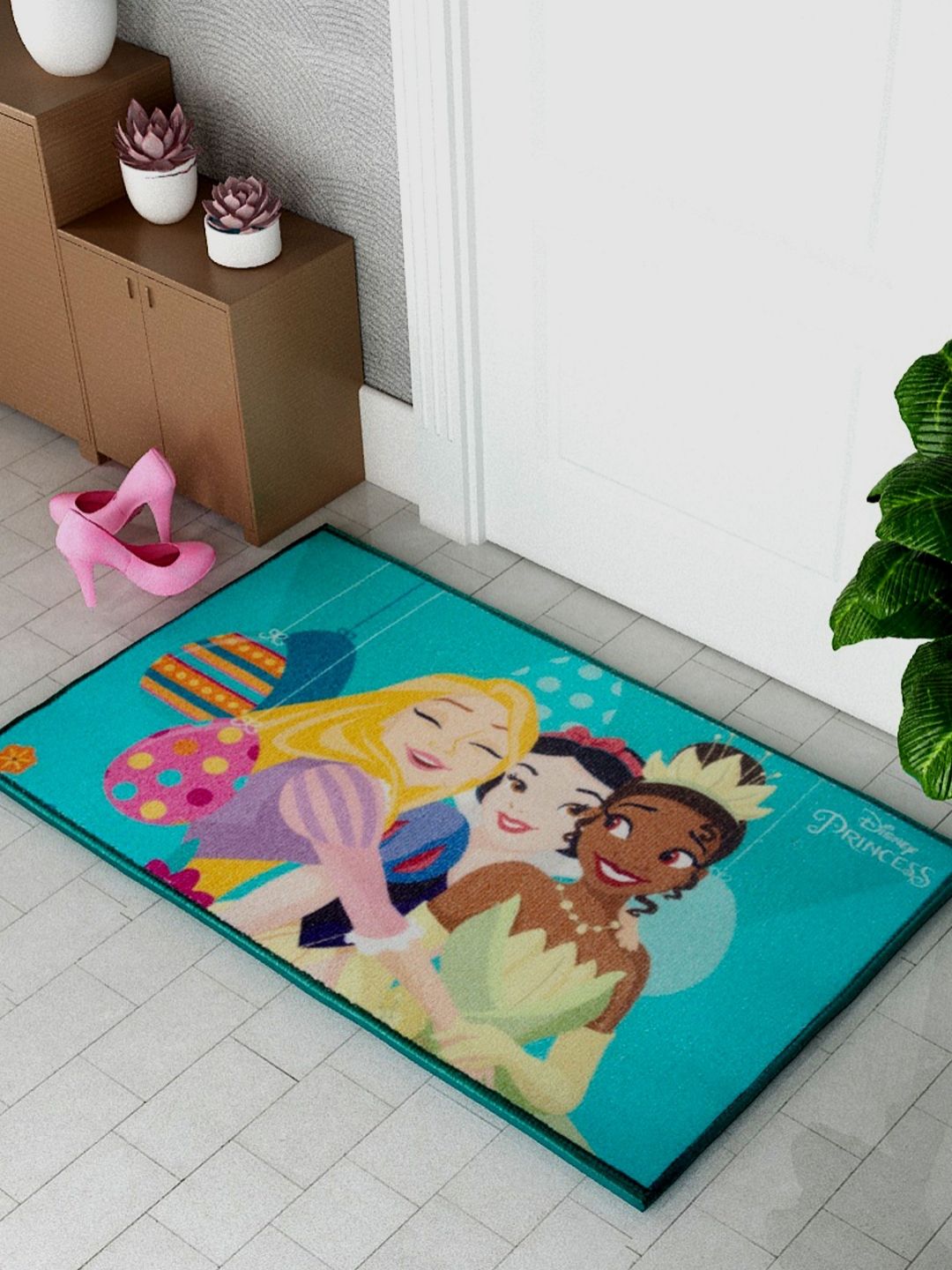 Athom Living Pink & Blue Disney Princess Theamed Printed Anti-Skid Doormats-image-14